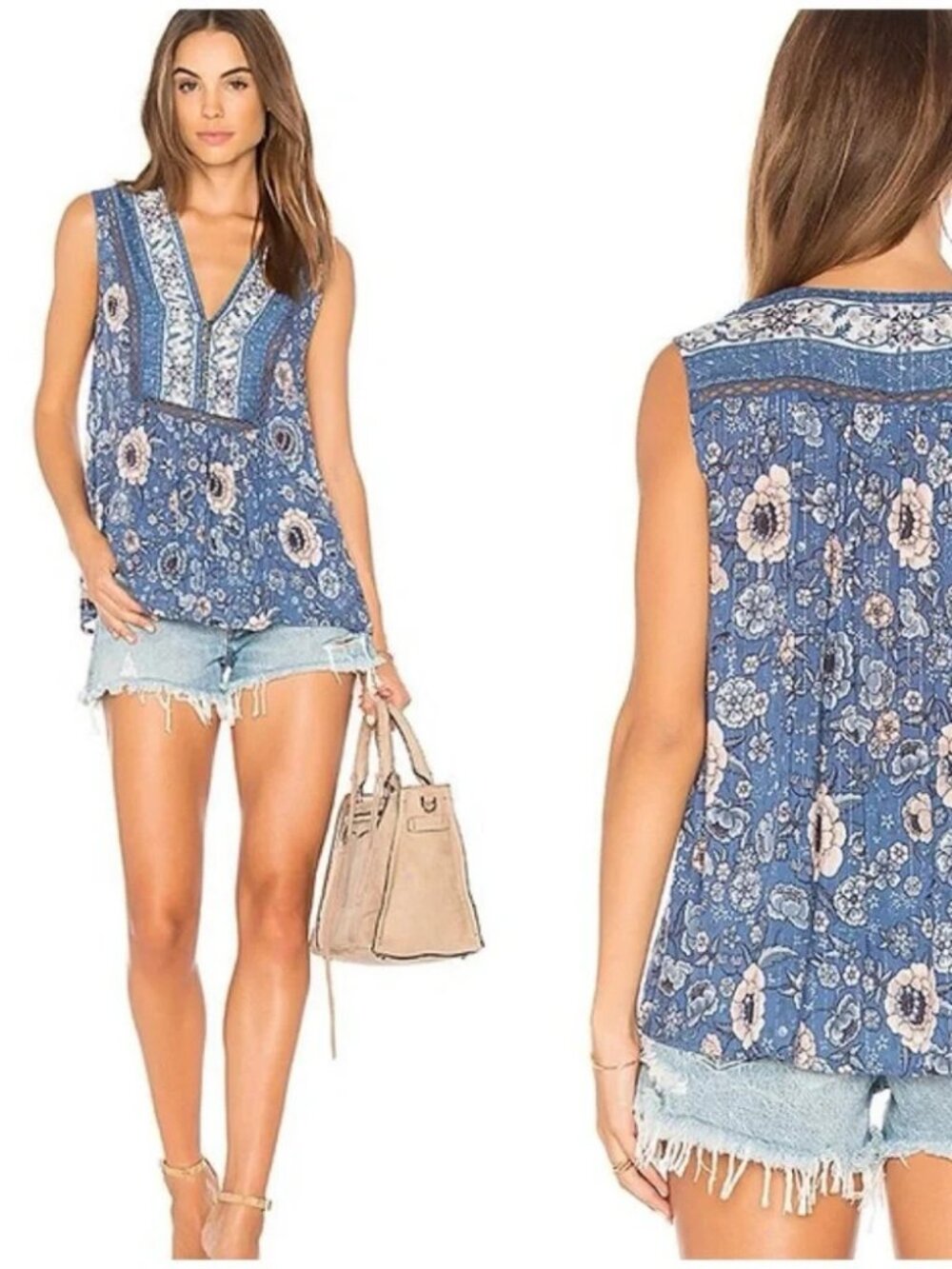 EUC Spell & the Gypsy Collective Navy Blue Zahara Sleeveless Blouse